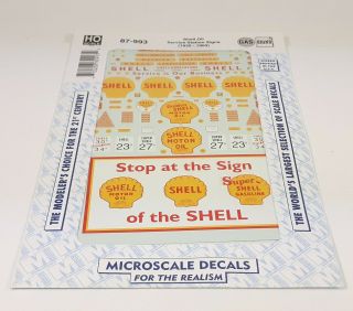Mip Microscale Ho Scale 87 - 993 Shell Oil Service Station Signs 1935 - 60 Decal Set