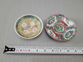 Chinese Enamel Porcelain Dish Bowl Mini 4  & Small Famille Rose 4 5/8  W