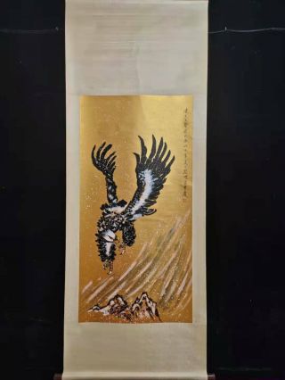 China Old Famous Painter Xu Beihong Hanging Scroll Painting Hand Painted Eagle