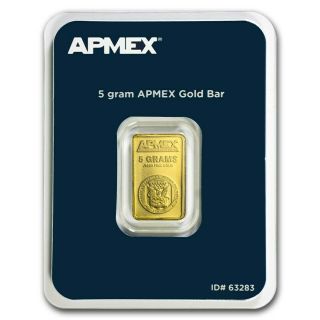 5 Gram Apmex 24 Karat Pure Gold Bar In Assayed T.  E.  P.  Case