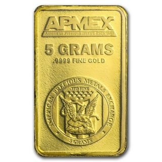 5 Gram APMEX 24 Karat Pure Gold Bar in Assayed T.  E.  P.  Case 3