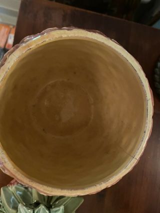 Vintage McCoy Pineapple Cookie Jar Ceramic Pottery,  Leaf Lid USA 3