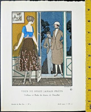 Gazette Du,  Art Deco Pochoir Print,  A.  E.  Marty,  Vous Ne Serez Jamais Prets,  1920