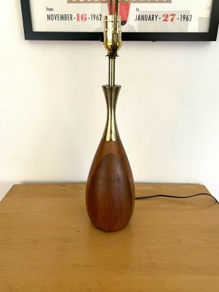 Vintage Tony Paul Lamp Walnut Brass Mid Century Modern Danish Westwood Teak