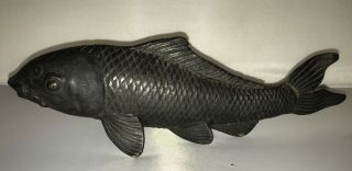 Vintage Japanese Bronze Koi / Carp Fish Figurine 12 1/4 "