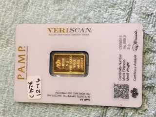 Pamp Suisse 5 gram 999.  9 fine gold bar 3