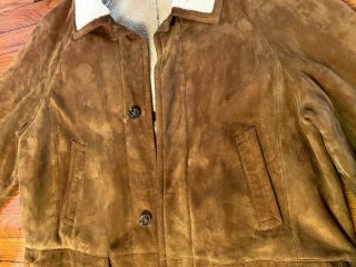 Vintage Mens Paul Stuart Suede Sherpa Lining Coat Jacket XL Made in Italy 2