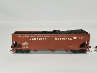 Unbranded Weathered Canadian National 108760 Coal Hopper Car,  3/4?load Ho Train