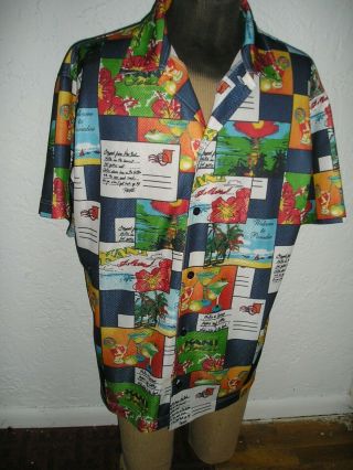 Vintage 90s Karl Kani Endurance Paradise Tropical Postcard Shirt Xl