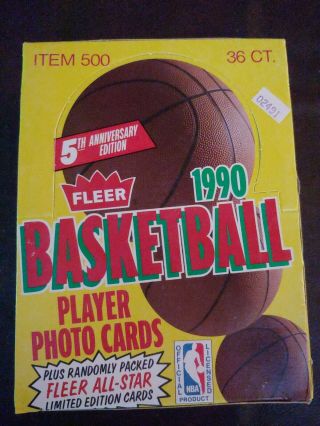 1990 - 91 Fleer Basketball Card Wax Box From Case Unsearched 36 Ct.  Packs