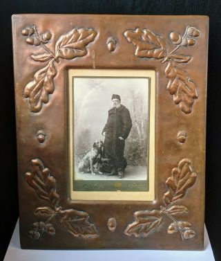 Huge Unusual Fine Early 20th C.  Sweden Arts & Crafts Copper Picture Frame 13.  1in
