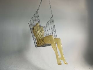 Vintage Midcentury Egg Pod Hanging Chair Metal Chrome Repurposed Handmade Danish