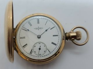 Antique 1888 ELGIN Ladies Gold Filled G.  F.  Victorian Full Hunter Pocket Watch 6s 2