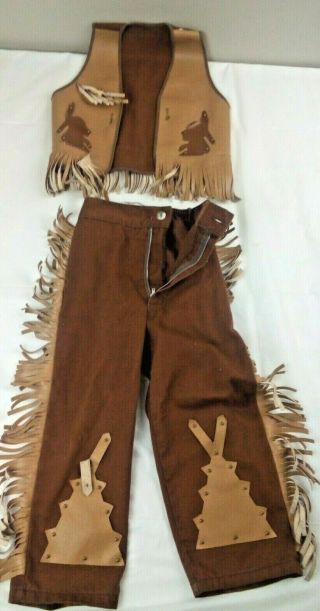 Vintage Indian Costume Dress Up.  Leather,  American Native,  Kids S - M