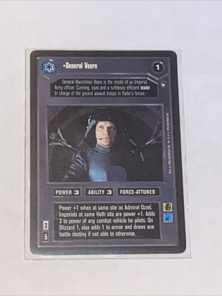 Star Wars Ccg General Veers Lightly Played Hoth 1996 Decipher Bb