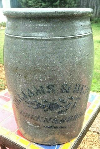Antique Gallon Williams & Reppert Greensboro Pa Stoneware Cobalt Blue Crock