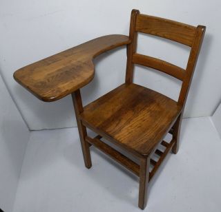 Vintage Antique Solid Oak Wood Usaf School Student Writing Desk & Chair