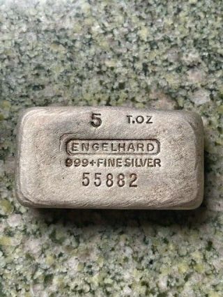 5 Troy Oz.  999 Fine Silver Engelhard Bar 55882