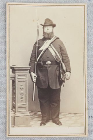 Antique Civil War Soldier Cdv Photo Portrait Goldin Washington Dc Tax Stamp