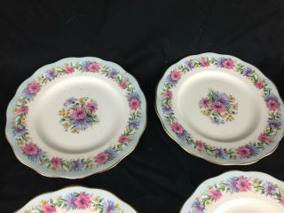 Antique / Vintage EB Foley Cornflower Blue Service f/ 8 Porcelain Salad Plates 2