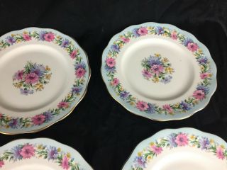 Antique / Vintage EB Foley Cornflower Blue Service f/ 8 Porcelain Salad Plates 3