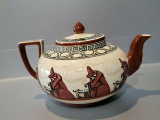 Extremely Rare Antique Royal Doulton Witches Cauldron Tea Pot Cream Color - - Read