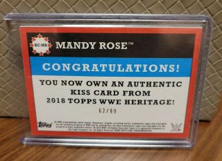 2018 Topps WWE Heritage MANDY ROSE Kiss Card 62/99 2