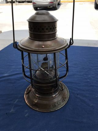 Antique Perko Perkins Brass Marine Schooner Mast Ship Lantern/lamp W/orig Burner