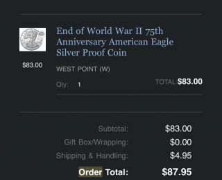 2020 W End Of World War Ii 75th Anniversary American Eagle Silver Proof Coin
