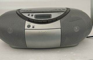 Sony Cfd - S350 Portable Boombox Cd Cassette Am/fm Radio Cd - R/rw Playback Silver