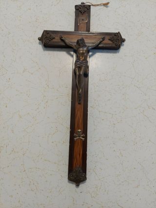 Rare Antique Cross Crucifix Fancy W/ Memento Mori Very Old