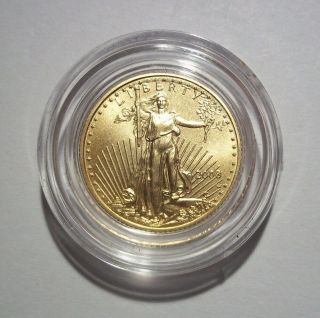 2008 - W $5 Burnished 1/10 Oz American Gold Eagle Rare Key Date Low Mintage 12,  657