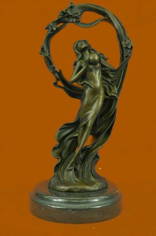 European Pure Bronze Fairy Maiden Change Lady Goddess Of The Moon Statue Artwork