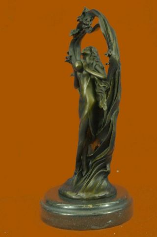 European Pure Bronze fairy maiden Change Lady Goddess of the moon Statue Artwork 2