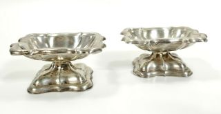 Fine Pair Austria Hungary Sterling Silver Salt Dishes Early 19th C.  Maker A.  K.