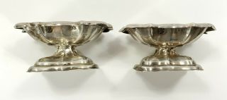 Fine Pair Austria Hungary Sterling Silver Salt Dishes Early 19th c.  Maker A.  K. 3