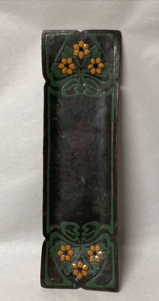 Rare Antique Art Crafts Shop Enamel & Copper Pen Tray Mission Stickley Era