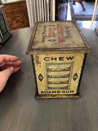 ANTIQUE ADAMS CALIFORNIA FRUIT CHEWING GUM STORE DISPLAY TIN AMERICAN CHICLE CO. 2