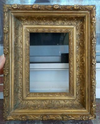 Antique Miniature Victorian Compo & Wood Gold Paint Frame 4 1/4 X 6 1/4 In Fit