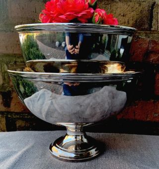 Set Antique English Silver Plate Pedestal Bowls Compote