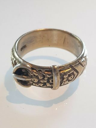 Antique Victorian Silver & Gold Gypsy Buckle Ring 2