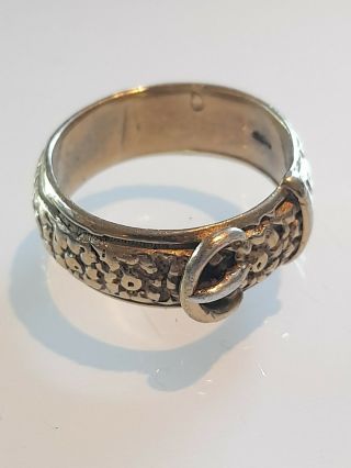 Antique Victorian Silver & Gold Gypsy Buckle Ring 3