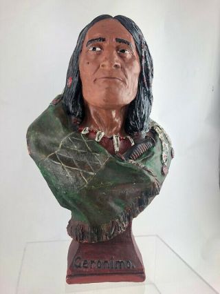 Antique Geronimo Hand - Painted Cigar Store Chalkware Bust / C.  1901 Sam Lord Wise