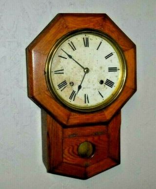 Antique 8 Day Seth Thomas Short Drop Wall Regulator Chime Clock Mvt.  89k