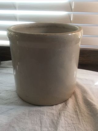 Antique Vintage Salt Glazed Crock Primitive Stoneware No Markings 7 1/2” Tall