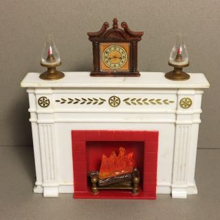 Vintage Plastic Dollhouse Fireplace By Miner Industries Of York,  Ny