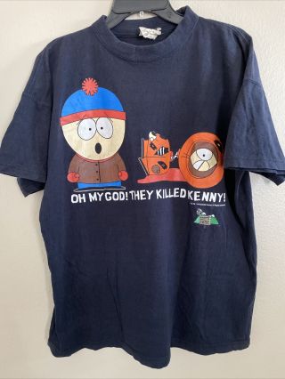Vintage South Park They Killed Kenny Shirt Navy Size L 1998