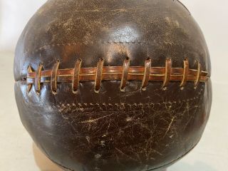 Antique Hand Laced Leather Medicine Ball 8 Panels 6 Lbs Boxing Memorabilia