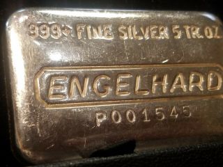 5 Oz Engelhard Poured.  999,  Silver Bar,  Numbered 545