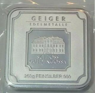 250 Gram Silver Bar - Geiger Edelmetalle (square Series) - Sku 155913